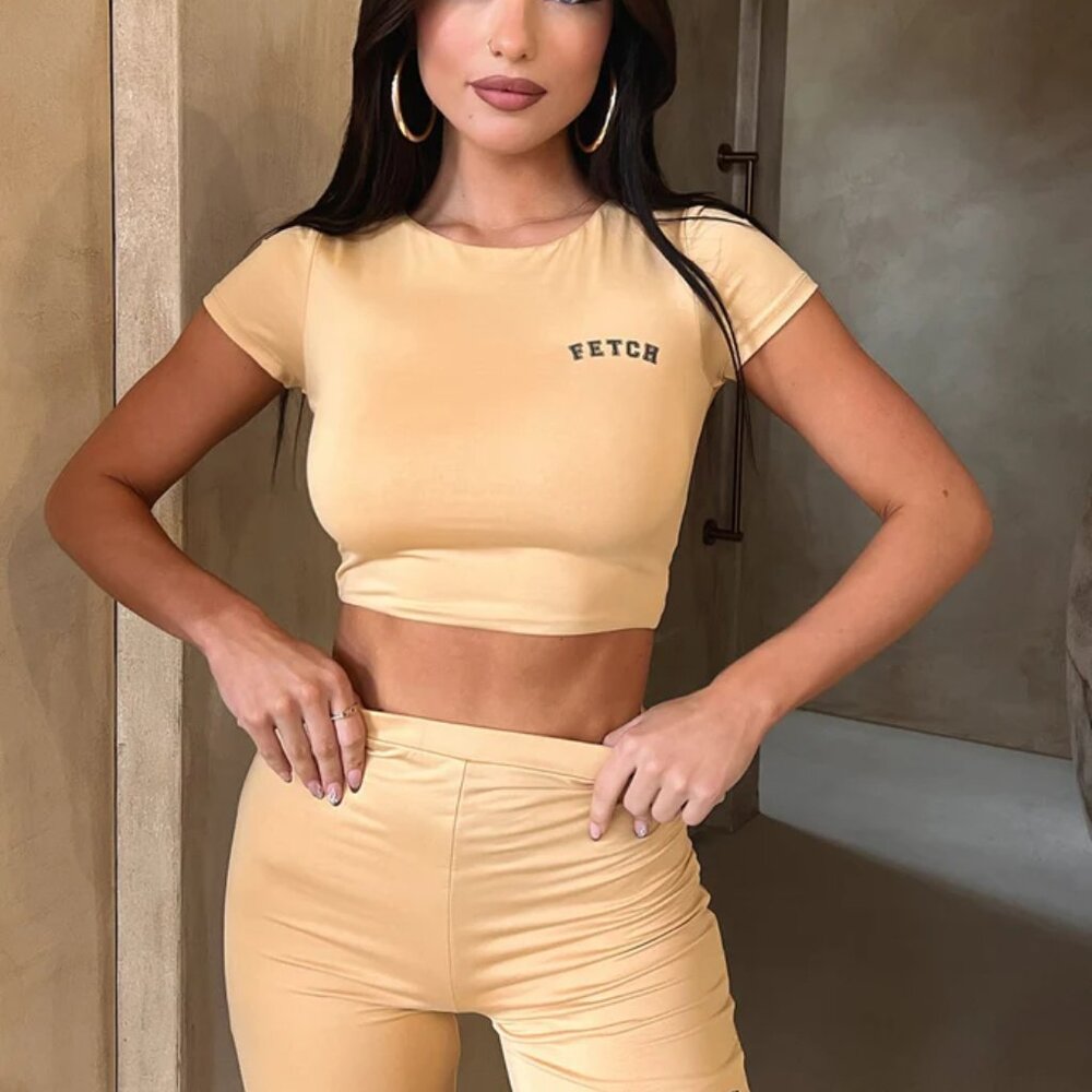 THATSSOFETCH University Baby Tee - Tan